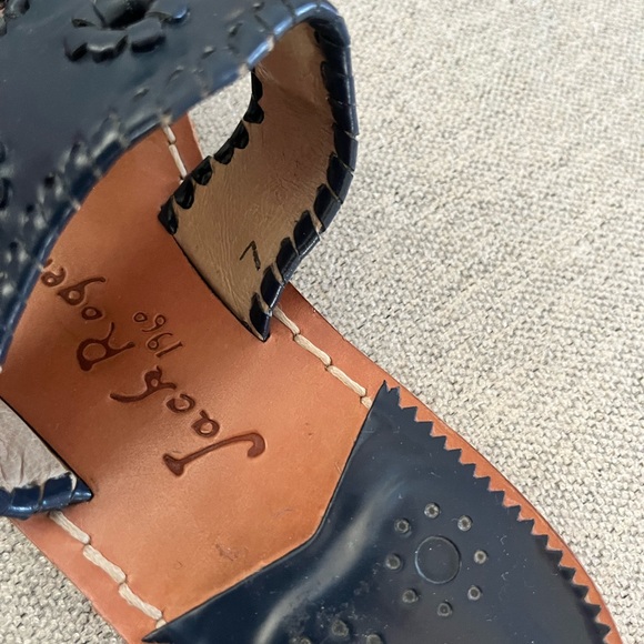 Jack Rogers Navajo solid Navy blue boho thong leather beach sandals Size 9 - Picture 3 of 4